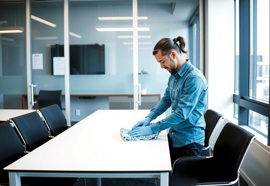 Curățenie comercială într-un birou modern